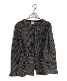 ARMANI COLLEZIONI（アルマーニ コレツィオーニ）の古着「ノーカラーニットジャケット」｜グレー