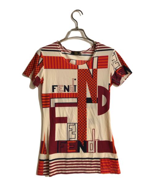 FENDI（フェンディ）FENDI (フェンディ) ロゴカットソー レッド×ホワイト サイズ:不明の古着・服飾アイテム