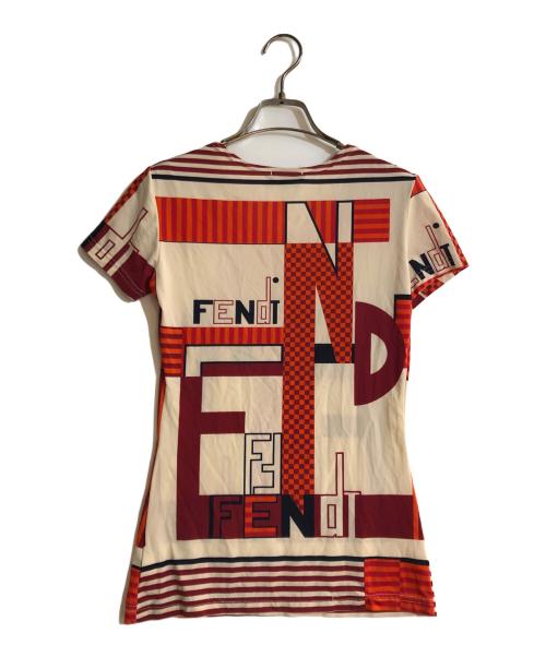 FENDI（フェンディ）FENDI (フェンディ) ロゴカットソー レッド×ホワイト サイズ:不明の古着・服飾アイテム