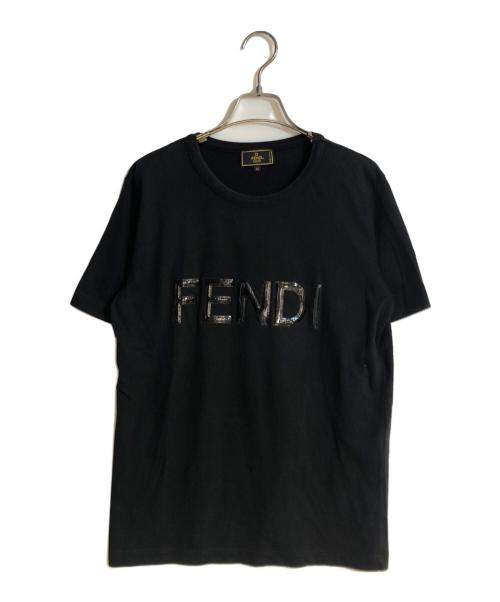 FENDI（フェンディ）FENDI (フェンディ) ラバーロゴプリントTシャツ ブラック サイズ:46の古着・服飾アイテム