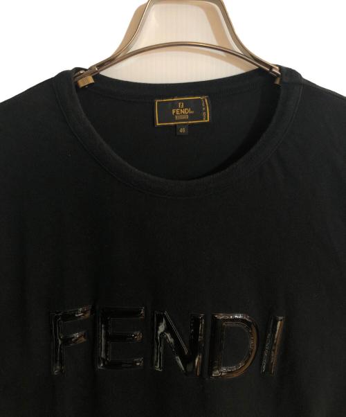 FENDI（フェンディ）FENDI (フェンディ) ラバーロゴプリントTシャツ ブラック サイズ:46の古着・服飾アイテム