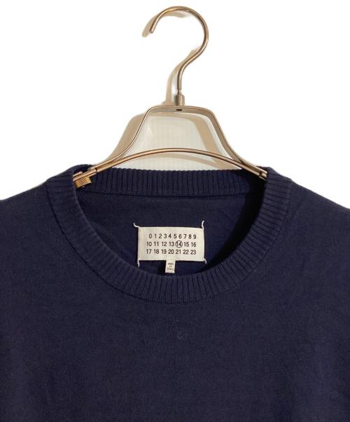 Maison Margiela（メゾンマルジェラ）Maison Margiela (メゾンマルジェラ) レザーエルボーパッチニット ネイビー サイズ:XLの古着・服飾アイテム