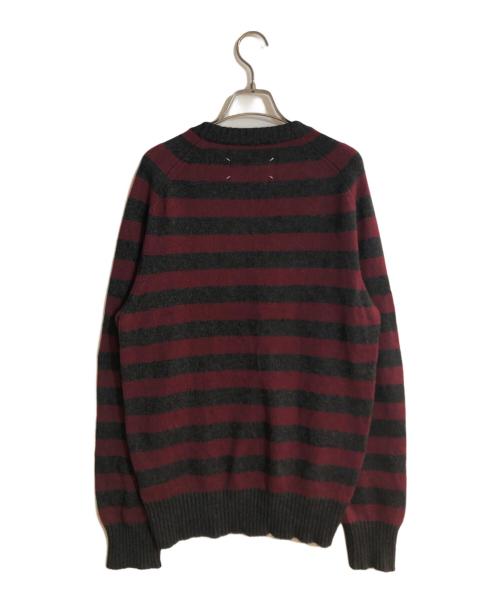 Maison Margiela（メゾンマルジェラ）Maison Margiela (メゾンマルジェラ) カシミヤVネックニット ボルドー×グレー サイズ:Ｍの古着・服飾アイテム