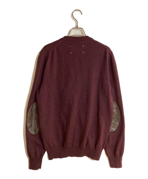 Maison Margiela（メゾンマルジェラ）Maison Margiela (メゾンマルジェラ) エルボーパッチンニットカーディガン ボルドー サイズ:Mの古着・服飾アイテム