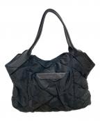 慈雨ジウ）の古着「レザー×ナイロンハンドバッグ」｜ブラック