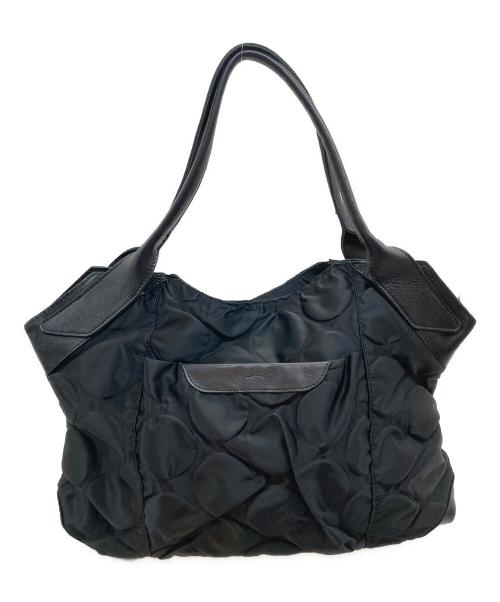 慈雨（ジウ）慈雨 (ジウ) レザー×ナイロンハンドバッグ ブラックの古着・服飾アイテム