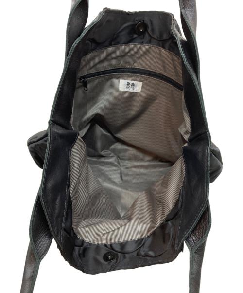 慈雨（ジウ）慈雨 (ジウ) レザー×ナイロンハンドバッグ ブラックの古着・服飾アイテム