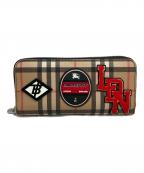 BURBERRY LONDON ENGLANDバーバリー ロンドン イングランド）の古着「ノバチェックアップリケラウンドジップウォレット」｜ブラウン