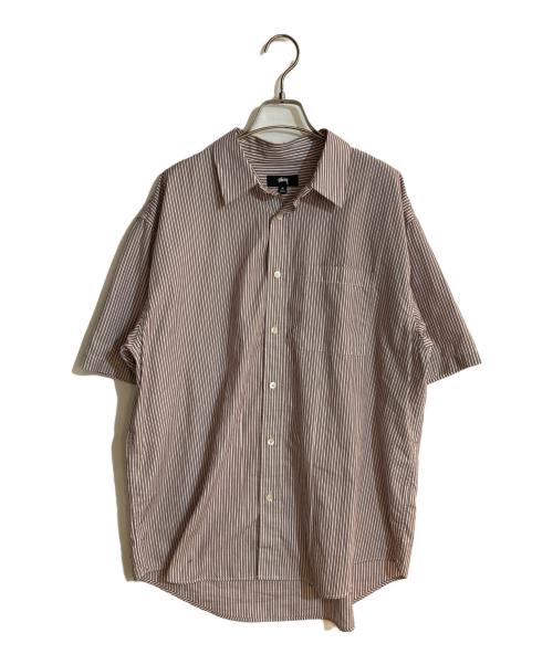 stussy（ステューシー）stussy (ステューシー) BOXY SS SHIRT 8 BALL STRIPE レッド サイズ:Mの古着・服飾アイテム