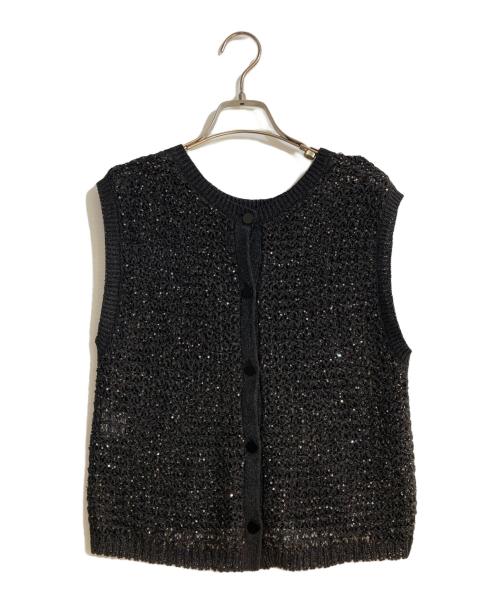 ANAYI（アナイ）ANAYI (アナイ) シークインペーパーヤーン プルオーバー ブラック サイズ:38の古着・服飾アイテム