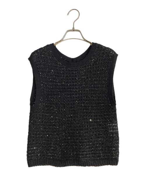 ANAYI（アナイ）ANAYI (アナイ) シークインペーパーヤーン プルオーバー ブラック サイズ:38の古着・服飾アイテム
