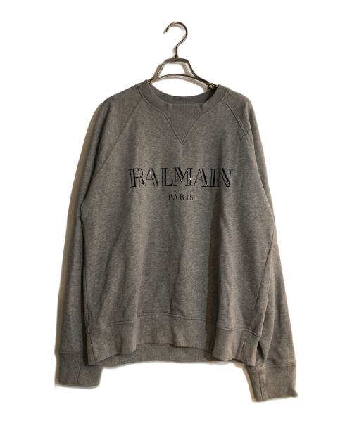 BALMAIN（バルマン）BALMAIN (バルマン) ロゴプリントスウェット グレー サイズ:Mの古着・服飾アイテム