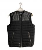 DIESELディーゼル）の古着「レザー切替ダウンベスト」｜ブラック