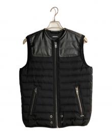 DIESEL（ディーゼル）の古着「レザー切替ダウンベスト」｜ブラック