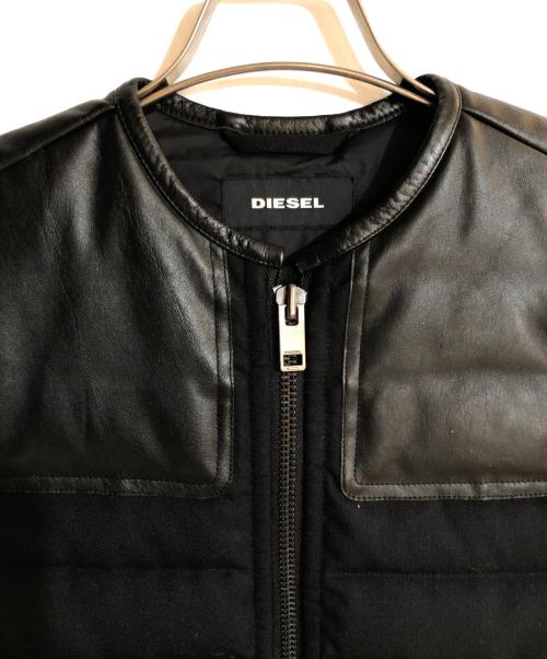 DIESEL（ディーゼル）DIESEL (ディーゼル) レザー切替ダウンベスト ブラック サイズ:XSの古着・服飾アイテム