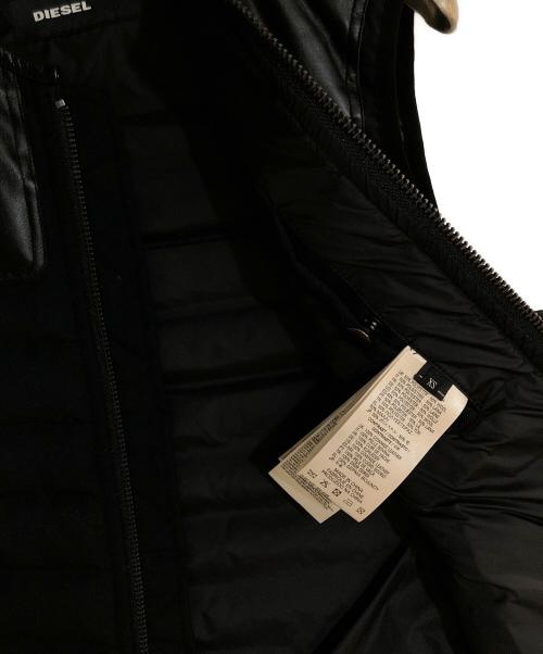 DIESEL（ディーゼル）DIESEL (ディーゼル) レザー切替ダウンベスト ブラック サイズ:XSの古着・服飾アイテム