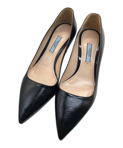 PRADA（プラダ）PRADA (プラダ) エナメルポインテッドトゥパンプス ブラック サイズ:23の古着・服飾アイテム