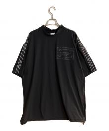 MARK&LONA（マークアンドロナ）の古着「グログラン風テープ オーバーサイズ モックネック Tシャツ」｜ブラック