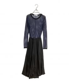 TOGA（トーガ）の古着「メッシュ切替ワンピース」｜ネイビー