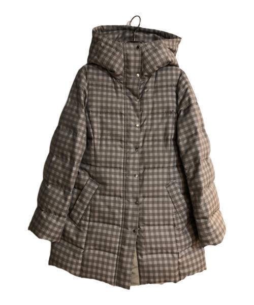 Aquascutum（アクアスキュータム）Aquascutum (アクアスキュータム) ベルテッドチェックダウンコート グリーン サイズ:Ｌの古着・服飾アイテム