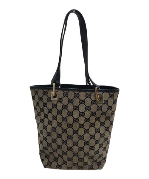 GUCCI（グッチ）GUCCI (グッチ) トートバッグ ネイビー×ベージュの古着・服飾アイテム