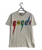 GUCCIグッチ）の古着「BRADE PRINT スパンコールカットソー」｜ベージュ