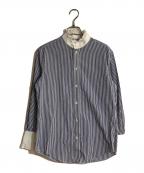 CELINEセリーヌ）の古着「スタンドカラーストライプシャツ」｜ブルー