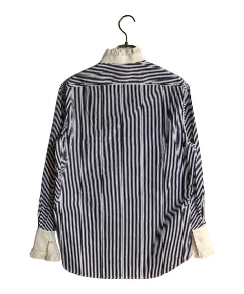 CELINE（セリーヌ）CELINE (セリーヌ) スタンドカラーストライプシャツ ブルー サイズ:36の古着・服飾アイテム