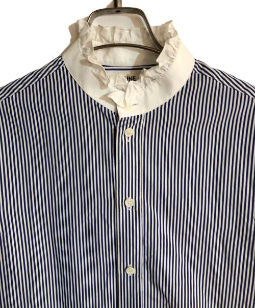 CELINE（セリーヌ）CELINE (セリーヌ) スタンドカラーストライプシャツ ブルー サイズ:36の古着・服飾アイテム