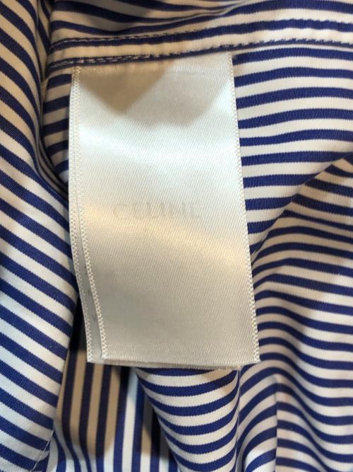 CELINE（セリーヌ）CELINE (セリーヌ) スタンドカラーストライプシャツ ブルー サイズ:36の古着・服飾アイテム