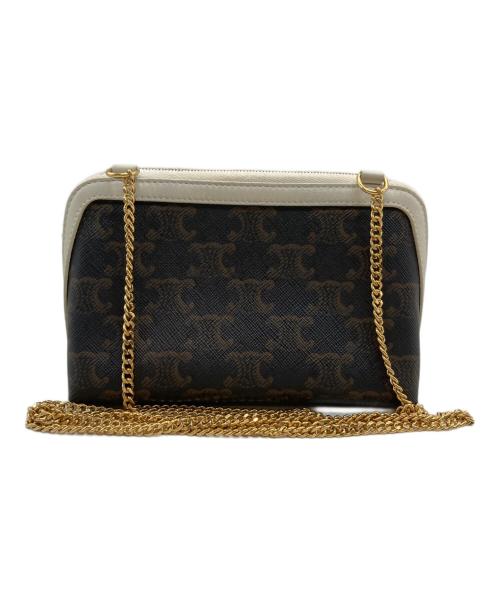 CELINE（セリーヌ）CELINE (セリーヌ) トリオンフPVCチェーンショルダーポーチ アイボリー×ブラックの古着・服飾アイテム