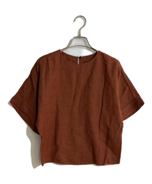 LORO PIANA（ロロピアーナ）LORO PIANA (ロロピアーナ) リネンハーフスリーブブラウス ブラウン サイズ:Mの古着・服飾アイテム