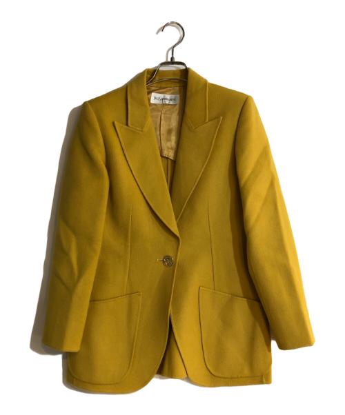 Yves Saint Laurent（イヴサンローラン）Yves Saint Laurent (イヴサンローラン) カシミヤ混金釦ウールジャケット イエロー サイズ:Mの古着・服飾アイテム