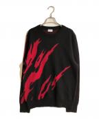 Saint Laurent Parisサンローランパリ）の古着「カシミヤブレンドフレイムプリントニット」｜ブラック