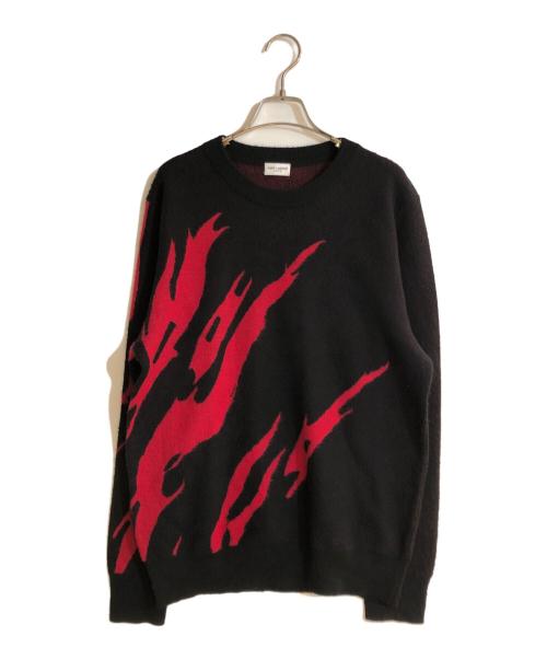 Saint Laurent Paris（サンローランパリ）Saint Laurent Paris (サンローランパリ) カシミヤブレンドフレイムプリントニット ブラック サイズ:XLの古着・服飾アイテム