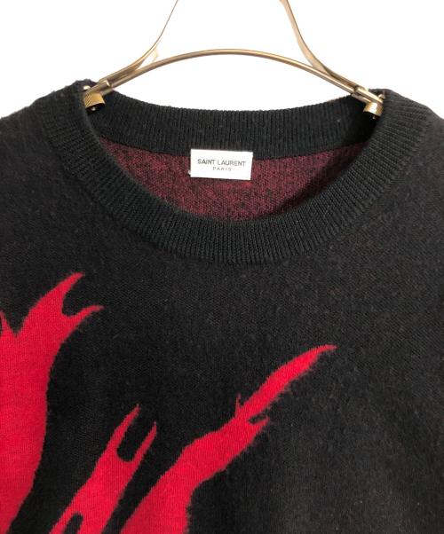 Saint Laurent Paris（サンローランパリ）Saint Laurent Paris (サンローランパリ) カシミヤブレンドフレイムプリントニット ブラック サイズ:XLの古着・服飾アイテム