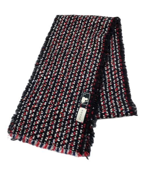 GUCCI（グッチ）GUCCI (グッチ) MLB (エムエルビー) ツイードマフラー レッド サイズ:20×150 未使用品の古着・服飾アイテム