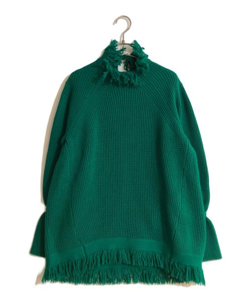 sacai（サカイ）sacai (サカイ) グランリボンフリンジニット グリーン サイズ:2の古着・服飾アイテム