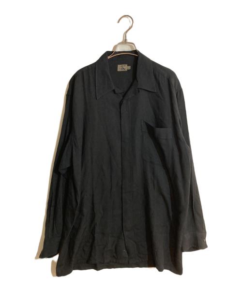 ck Calvin Klein（シーケーカルバンクライン）ck Calvin Klein (シーケーカルバンクライン) レーヨンオープンカラーシャツ ネイビー サイズ:Ｌの古着・服飾アイテム