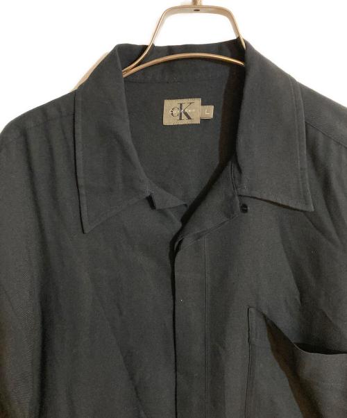 ck Calvin Klein（シーケーカルバンクライン）ck Calvin Klein (シーケーカルバンクライン) レーヨンオープンカラーシャツ ネイビー サイズ:Ｌの古着・服飾アイテム