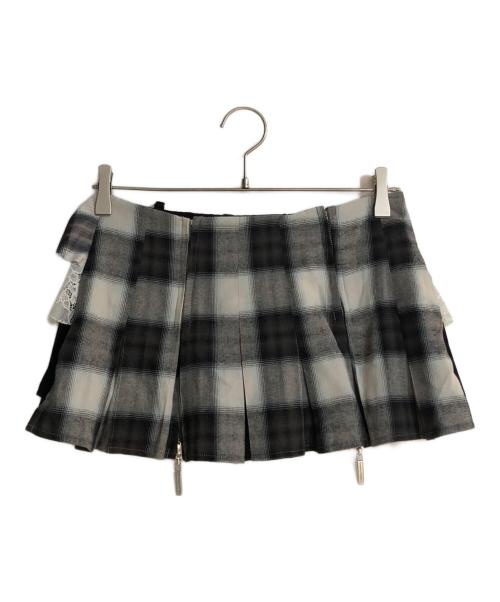 THEREDTHREAD（ザレッドスレッド）theredthread (ザレッドスレッド) S half mini skirt bug check/ハーフミニスカートバグチェック ブラック サイズ:Sの古着・服飾アイテム