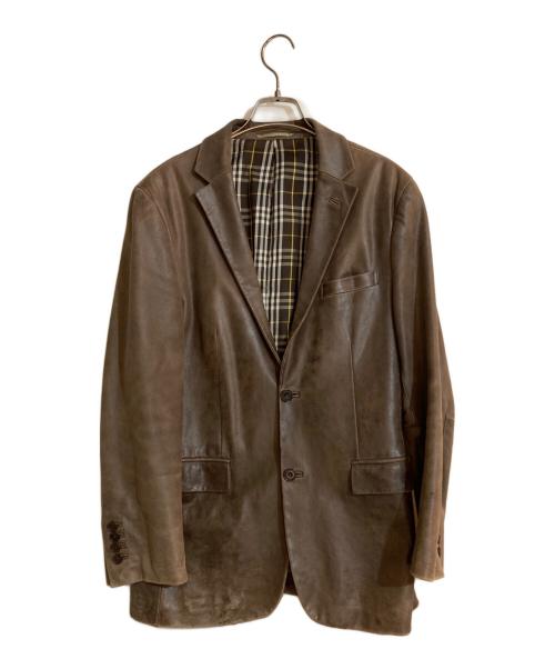 BURBERRY BLACK LABEL（バーバリーブラックレーベル）BURBERRY BLACK LABEL (バーバリーブラックレーベル) ラムレザーテーラードジャケット ブラウン サイズ:Mの古着・服飾アイテム