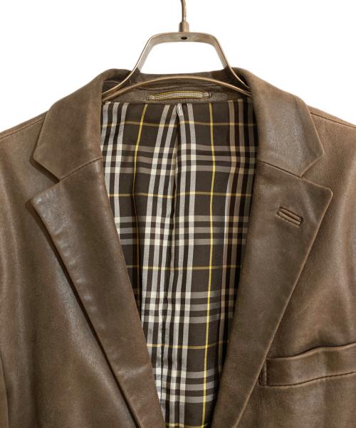 BURBERRY BLACK LABEL（バーバリーブラックレーベル）BURBERRY BLACK LABEL (バーバリーブラックレーベル) ラムレザーテーラードジャケット ブラウン サイズ:Mの古着・服飾アイテム