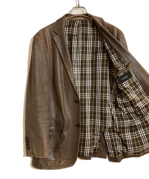 BURBERRY BLACK LABEL（バーバリーブラックレーベル）BURBERRY BLACK LABEL (バーバリーブラックレーベル) ラムレザーテーラードジャケット ブラウン サイズ:Mの古着・服飾アイテム