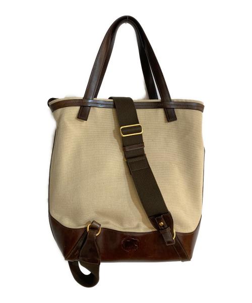 HUNTING WORLD（ハンティングワールド）HUNTING WORLD (ハンティングワールド) 2WAYキャンバストートバッグ ブラウンの古着・服飾アイテム