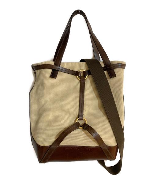 HUNTING WORLD（ハンティングワールド）HUNTING WORLD (ハンティングワールド) 2WAYキャンバストートバッグ ブラウンの古着・服飾アイテム