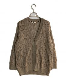 DAKS（ダックス）の古着「クロシェニットスパンコールカーディガン」｜ブラウン