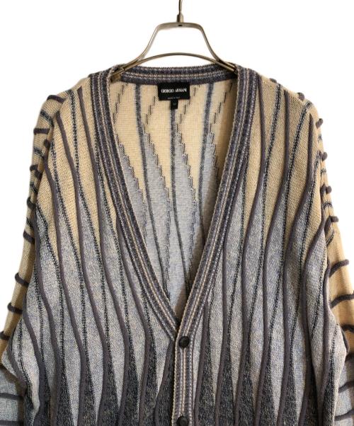 GIORGIO ARMANI（ジョルジョアルマーニ）GIORGIO ARMANI (ジョルジョアルマーニ) 3Dニットカーディガン パープル サイズ:52の古着・服飾アイテム