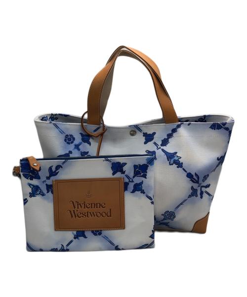 Vivienne Westwood（ヴィヴィアンウエストウッド）Vivienne Westwood (ヴィヴィアンウエストウッド) バードプリントトートバッグ ブルーの古着・服飾アイテム
