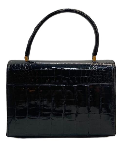 JRA（ジェーアールエー）JRA (ジェーアールエー) シャイニングクロコハンドバッグ ブラックの古着・服飾アイテム